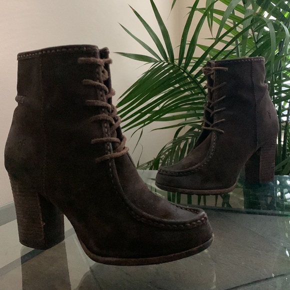 FRYE Parker Moc Short Suede Lace Up Boots - Picture 9 of 15